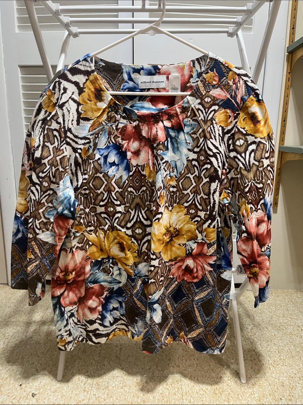 Alfred Dunner Multicolor Floral & Geo Print Blouse
